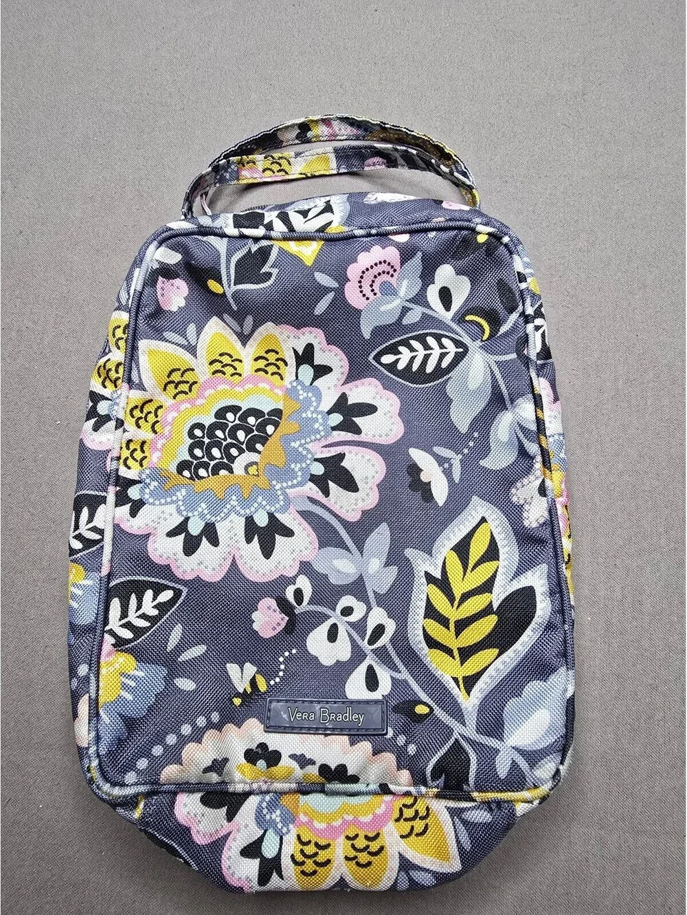 Vera Bradley Floral Insulated Lunch Bag Navy Pink Yellow Double Zip Handle